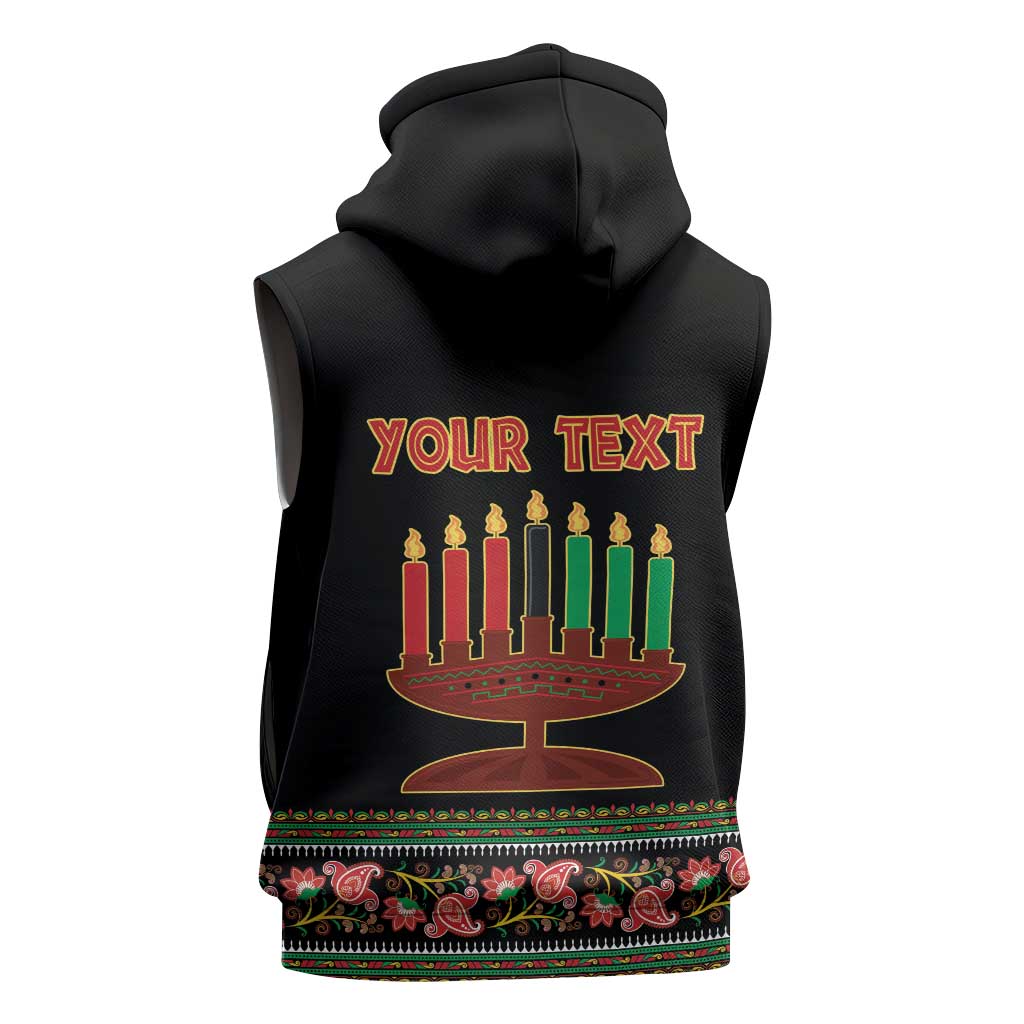 Personalized Afro-American Kwanzaa Sleeveless Zip Hoodie Dashiki Mix Paisley Pattern - African Pride
