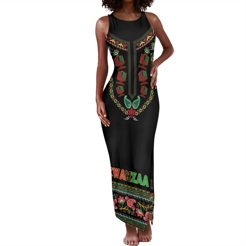 Personalized Afro-American Kwanzaa Tank Maxi Dress Dashiki Mix Paisley Pattern