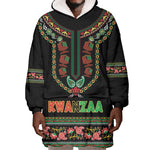 Personalized Afro-American Kwanzaa Wearable Blanket Hoodie Dashiki Mix Paisley Pattern