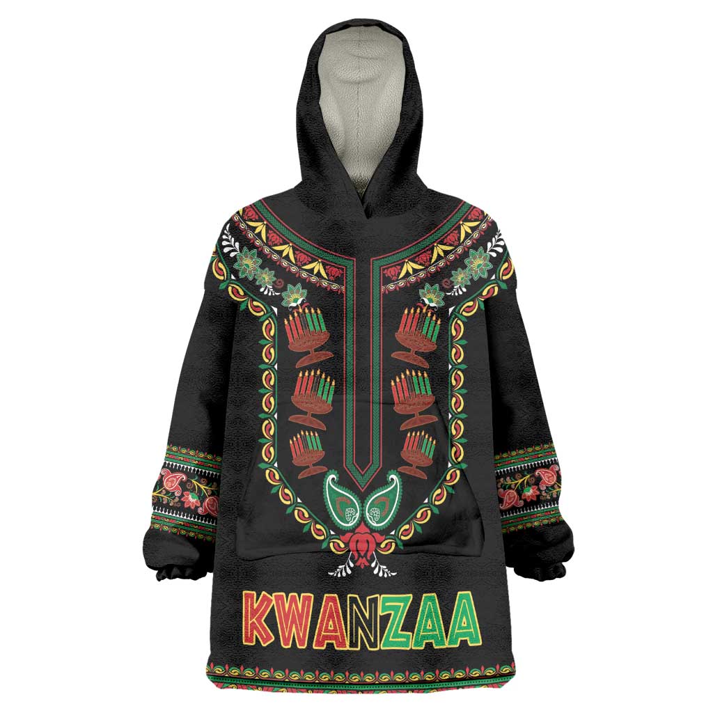 Personalized Afro-American Kwanzaa Wearable Blanket Hoodie Dashiki Mix Paisley Pattern