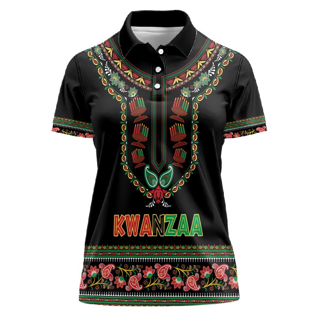 Personalized Afro-American Kwanzaa Women Polo Shirt Dashiki Mix Paisley Pattern