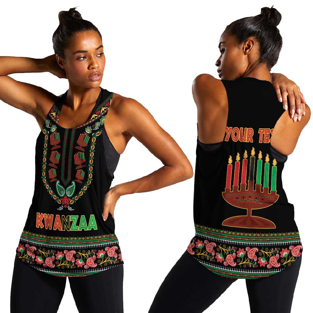 Personalized Afro-American Kwanzaa Women Racerback Tank Dashiki Mix Paisley Pattern