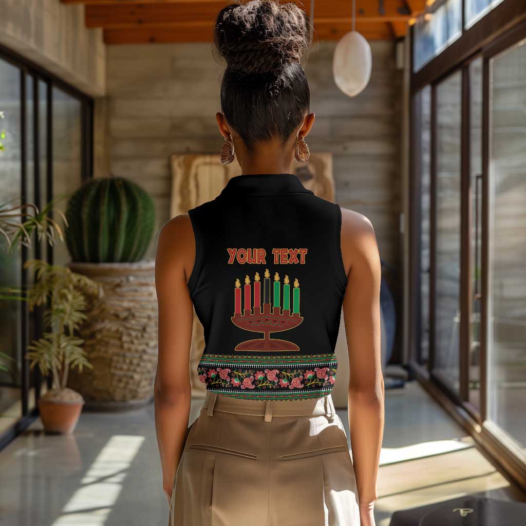 Personalized Afro-American Kwanzaa Women Sleeveless Polo Shirt Dashiki Mix Paisley Pattern