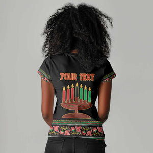 Personalized Afro-American Kwanzaa Women V-Neck T-Shirt Dashiki Mix Paisley Pattern