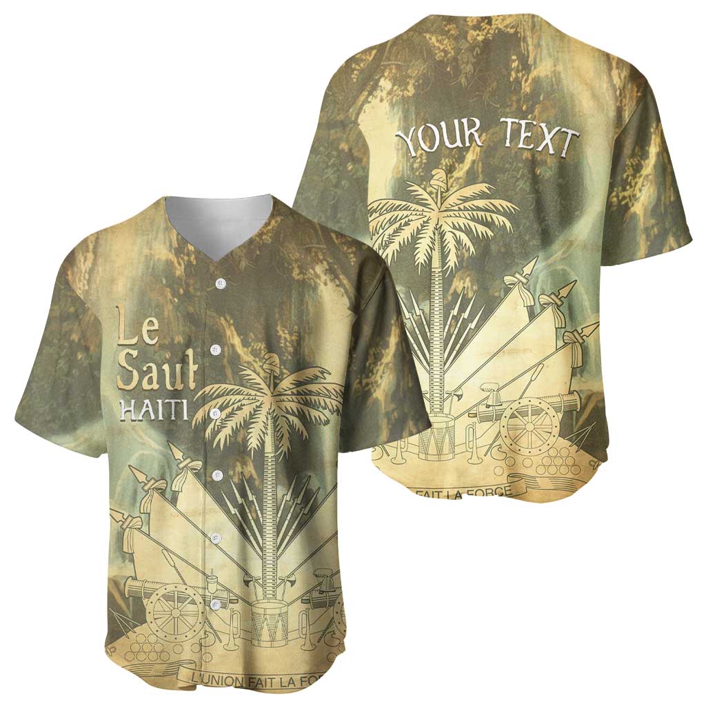 Personalized Afro Haiti Le Saut Baseball Jersey Ayiti Waterfall Vintage Grunge Style - African Pride