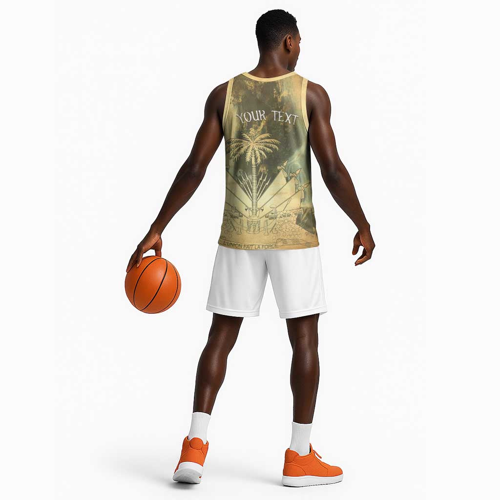 Personalized Afro Haiti Le Saut Basketball Jersey Ayiti Waterfall Vintage Grunge Style - African Pride