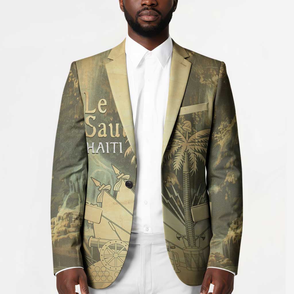 Personalized Afro Haiti Le Saut Blazer Ayiti Waterfall Vintage Grunge Style - African Pride