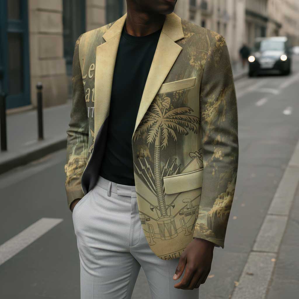 Personalized Afro Haiti Le Saut Blazer Ayiti Waterfall Vintage Grunge Style - African Pride