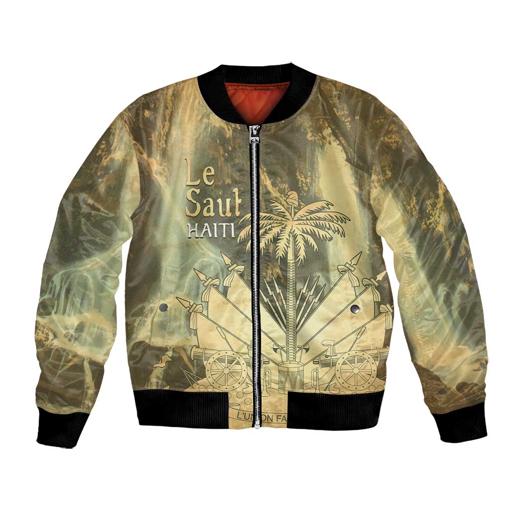 Personalized Afro Haiti Le Saut Bomber Jacket Ayiti Waterfall Vintage Grunge Style - African Pride