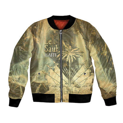 Personalized Afro Haiti Le Saut Bomber Jacket Ayiti Waterfall Vintage Grunge Style - African Pride