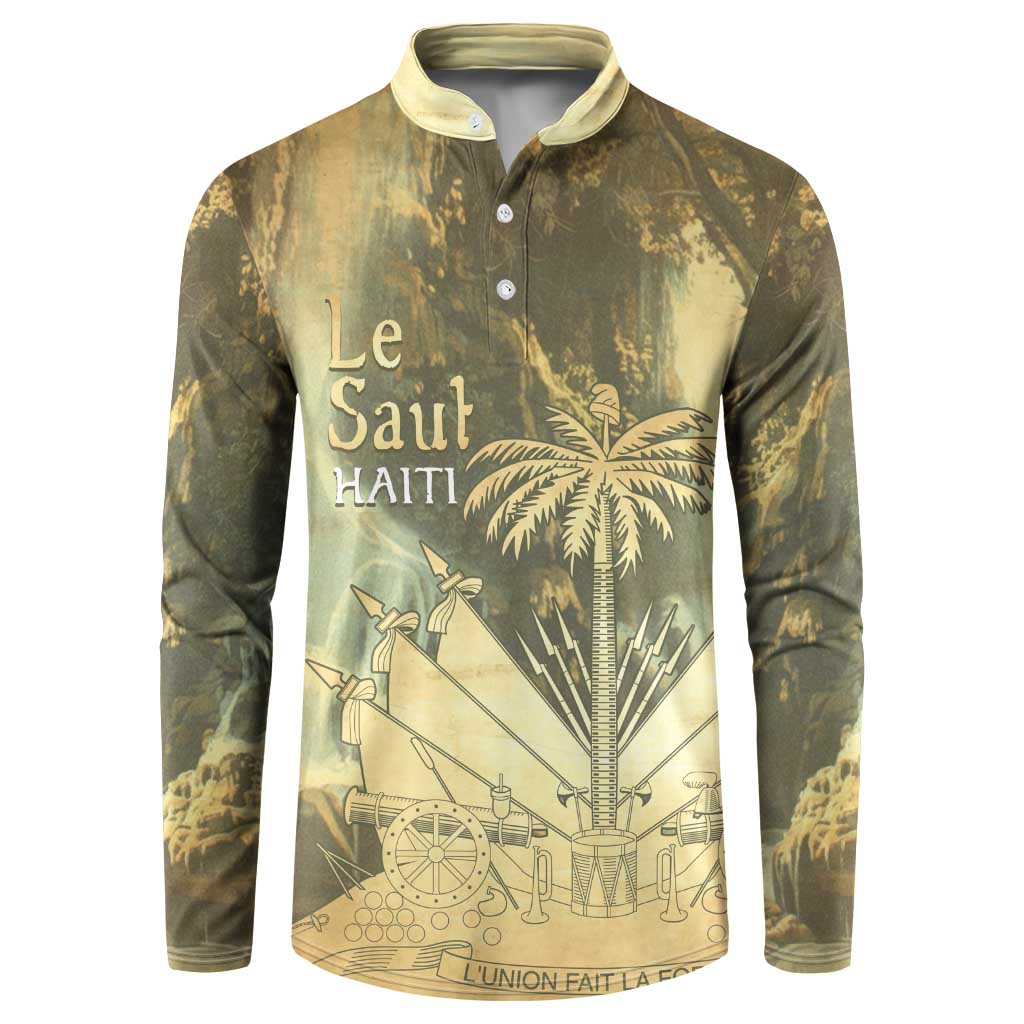 Personalized Afro Haiti Le Saut Button Sweatshirt Ayiti Waterfall Vintage Grunge Style