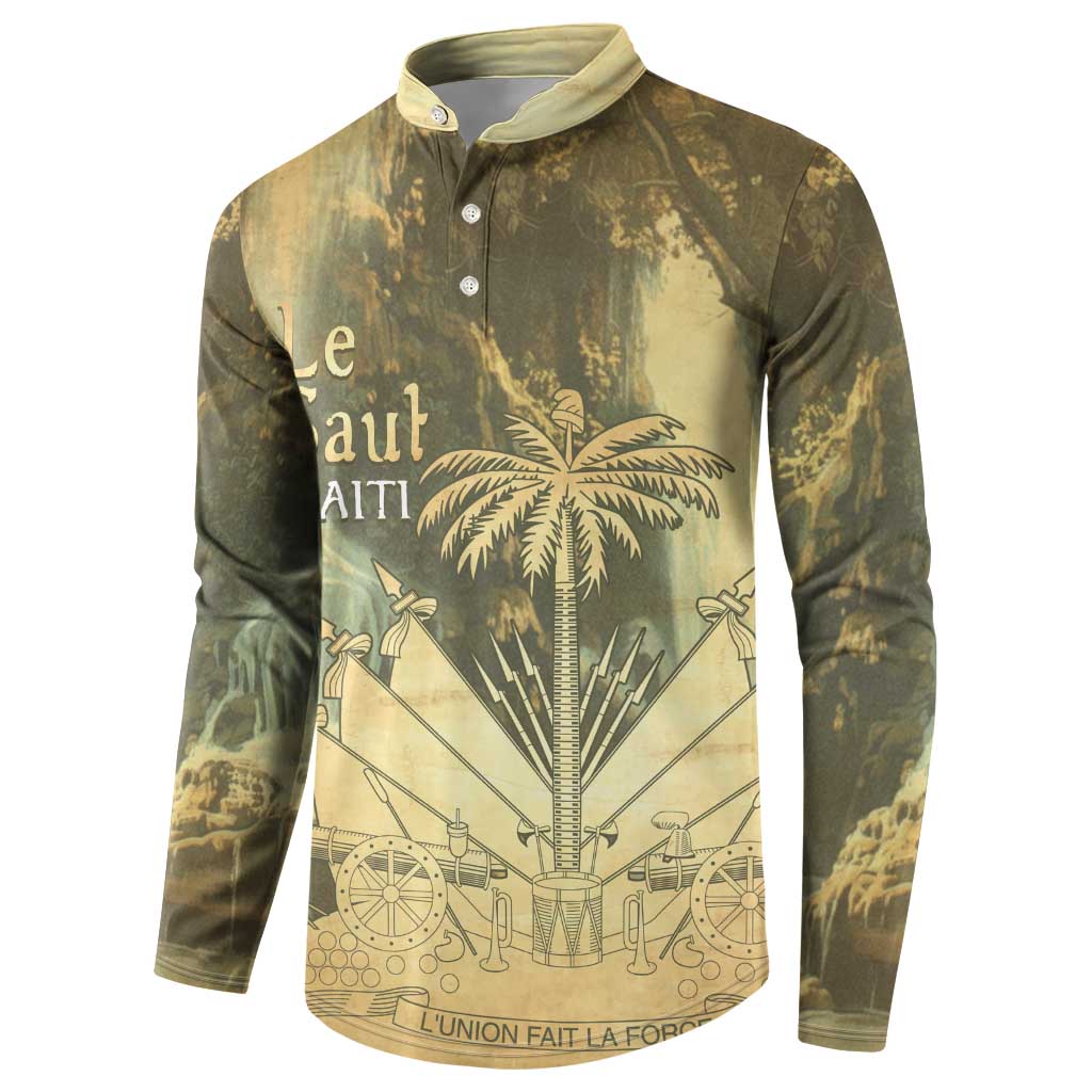 Personalized Afro Haiti Le Saut Button Sweatshirt Ayiti Waterfall Vintage Grunge Style