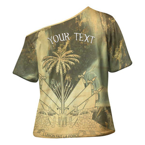 Personalized Afro Haiti Le Saut Cross Shoulder Shirt Ayiti Waterfall Vintage Grunge Style - African Pride