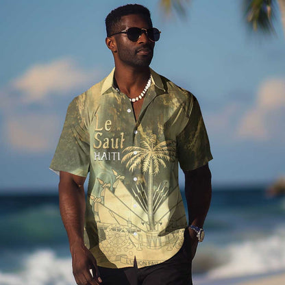 Personalized Afro Haiti Le Saut Hawaiian Shirt Ayiti Waterfall Vintage Grunge Style - African Pride