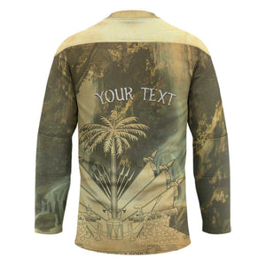 Personalized Afro Haiti Le Saut Hockey Jersey Ayiti Waterfall Vintage Grunge Style - African Pride