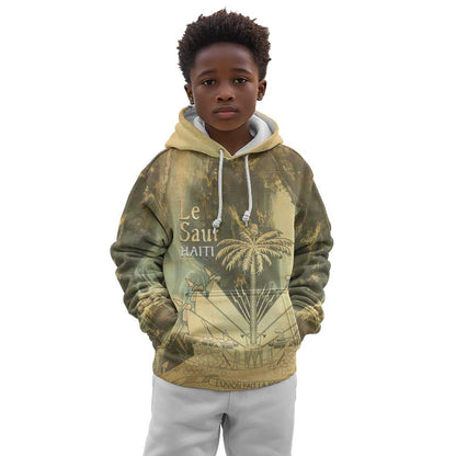 Personalized Afro Haiti Le Saut Kid Hoodie Ayiti Waterfall Vintage Grunge Style - African Pride