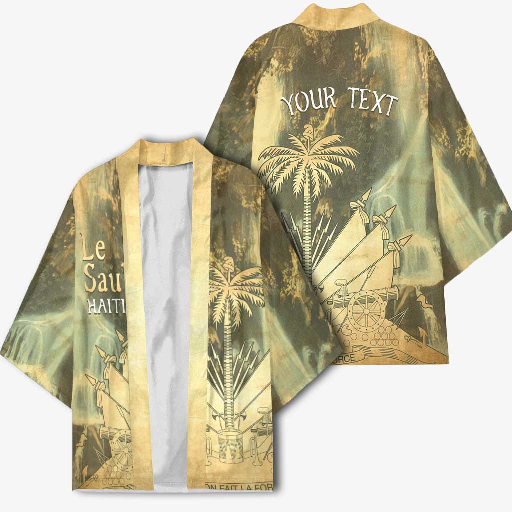 Personalized Afro Haiti Le Saut Kimono Ayiti Waterfall Vintage Grunge Style - African Pride