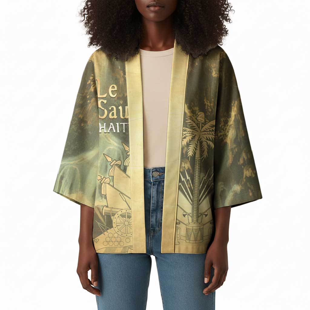 Personalized Afro Haiti Le Saut Kimono Ayiti Waterfall Vintage Grunge Style - African Pride