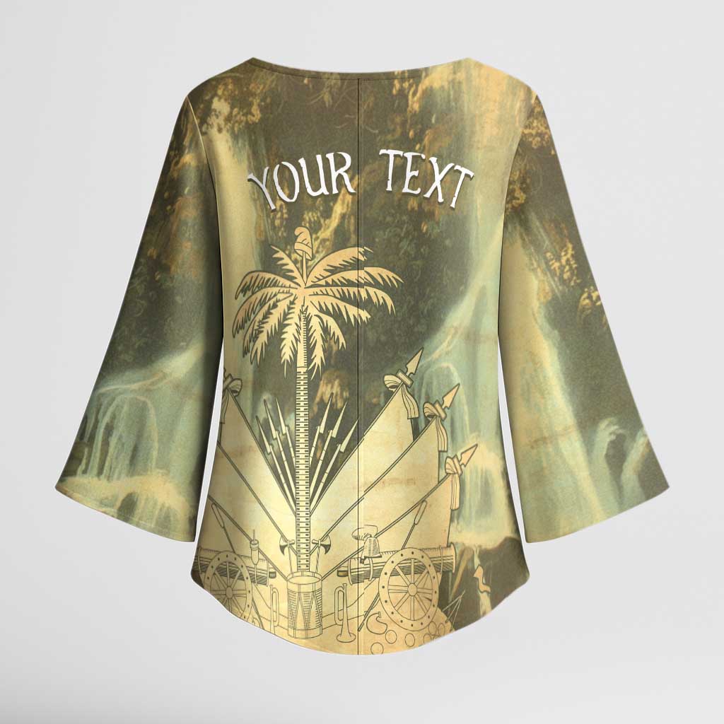 Personalized Afro Haiti Le Saut Kimono Sleeve Blouse Ayiti Waterfall Vintage Grunge Style - African Pride