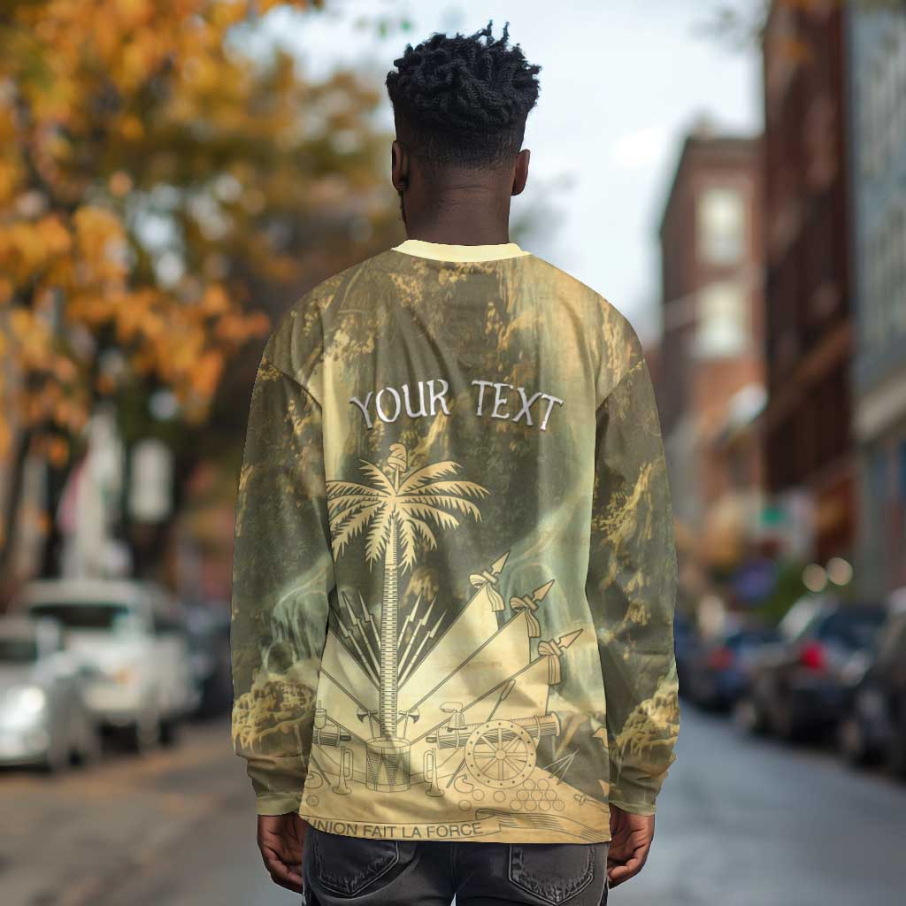 Personalized Afro Haiti Le Saut Long Sleeve Shirt Ayiti Waterfall Vintage Grunge Style - African Pride