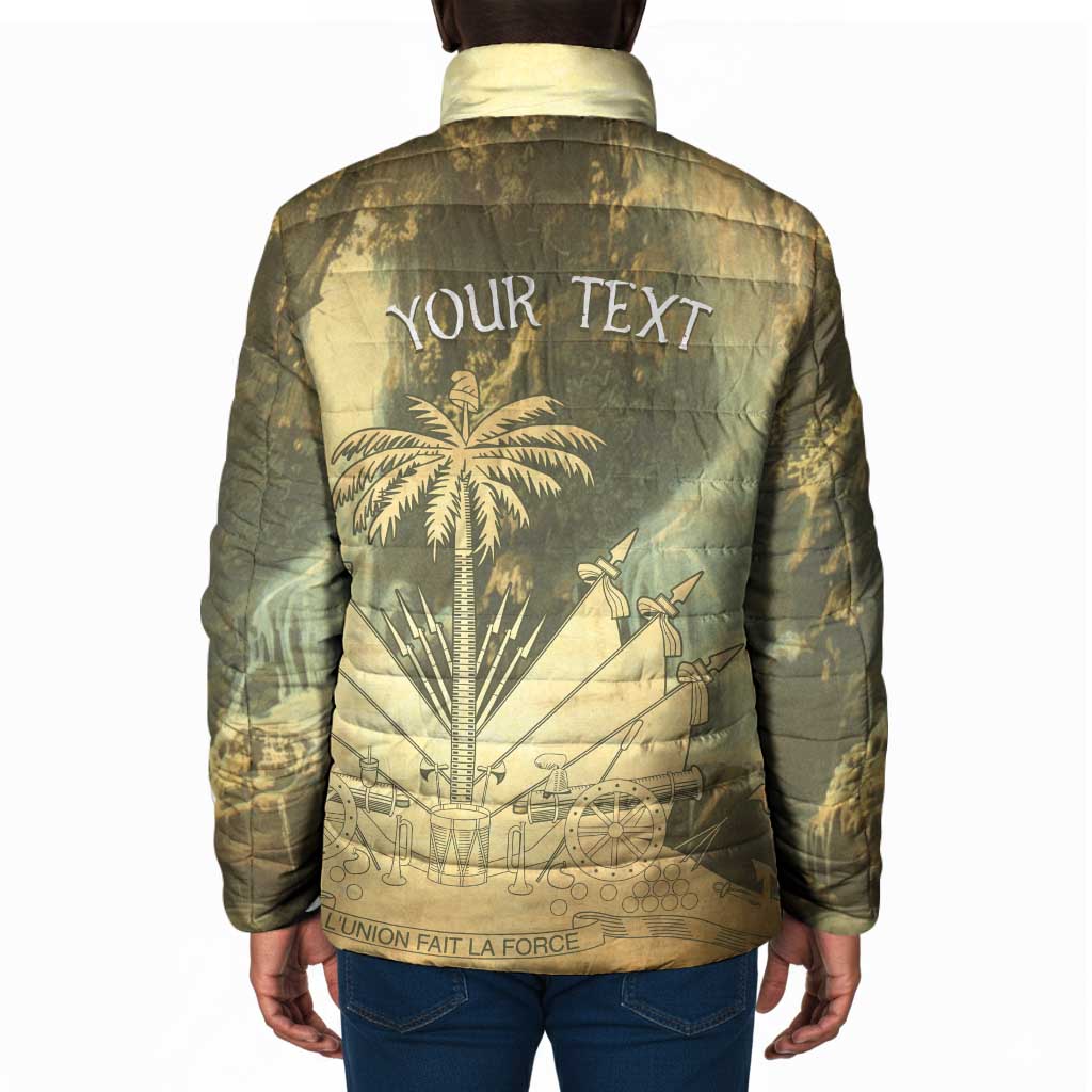Personalized Afro Haiti Le Saut Padded Jacket Ayiti Waterfall Vintage Grunge Style - African Pride