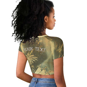 Personalized Afro Haiti Le Saut Raglan Cropped T shirt Ayiti Waterfall Vintage Grunge Style - African Pride