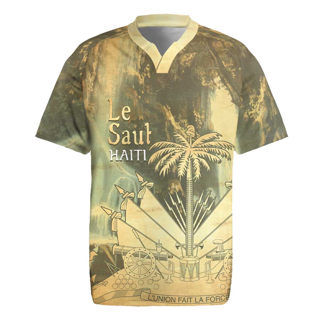 Personalized Afro Haiti Le Saut Rugby Jersey Ayiti Waterfall Vintage Grunge Style - African Pride