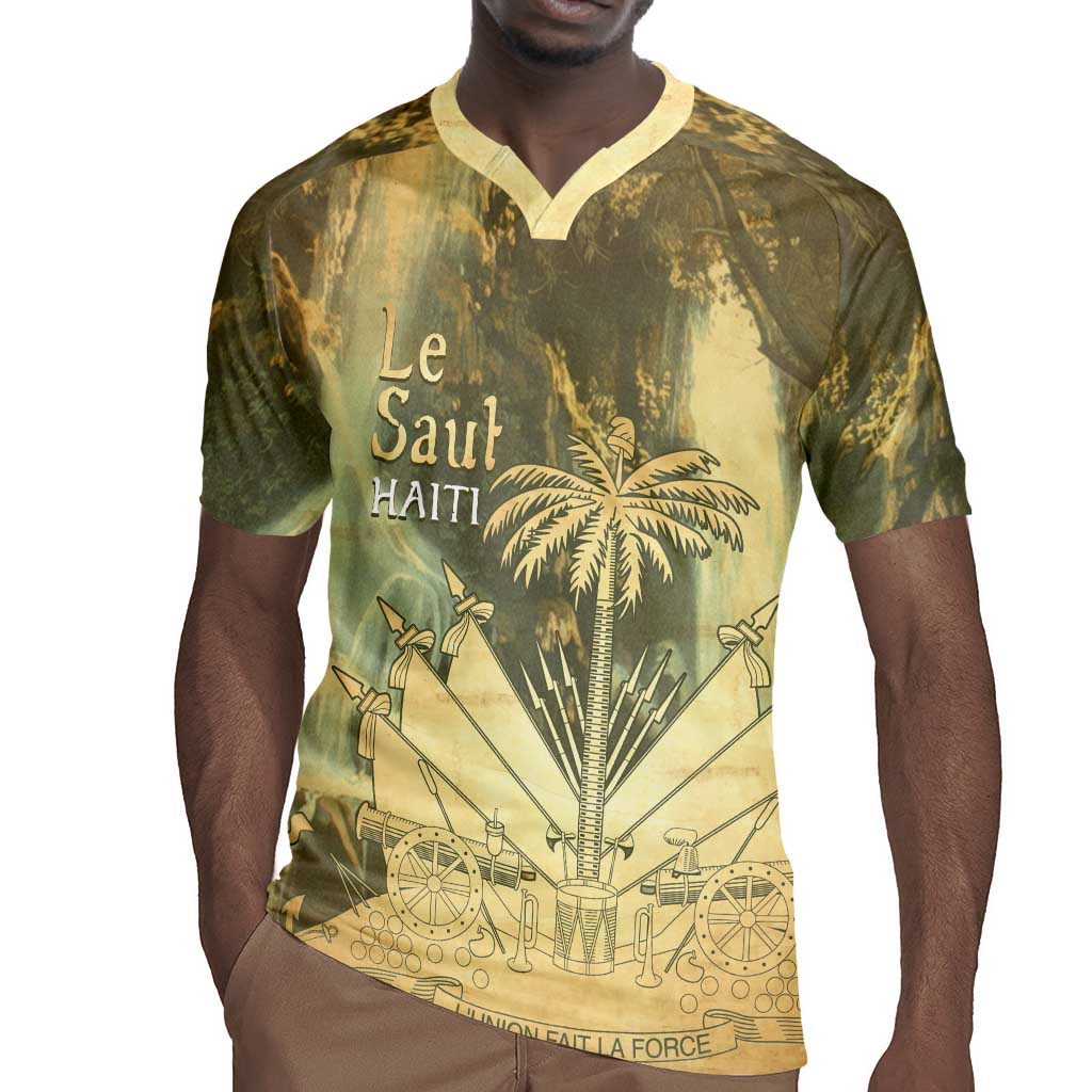 Personalized Afro Haiti Le Saut Rugby Jersey Ayiti Waterfall Vintage Grunge Style - African Pride