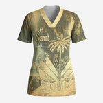 Personalized Afro Haiti Le Saut Scrub Top Ayiti Waterfall Vintage Grunge Style - African Pride