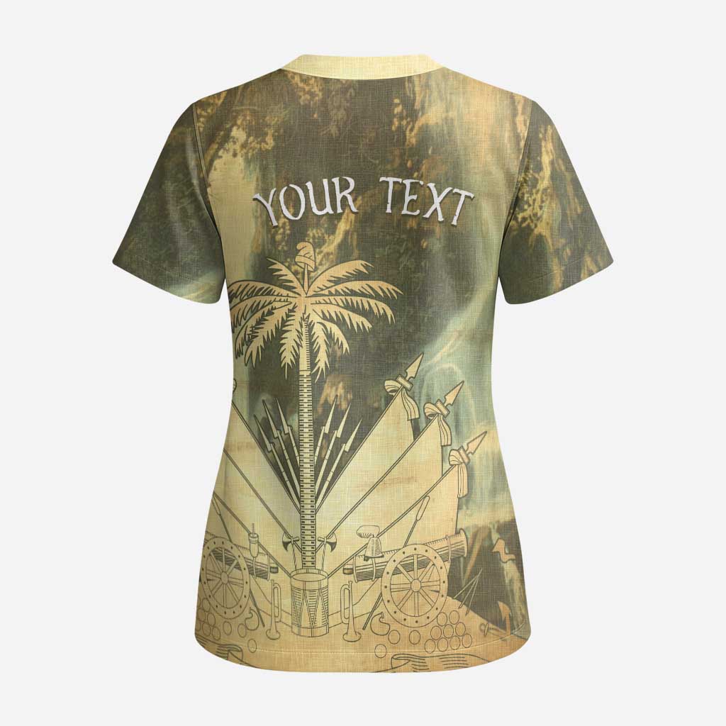 Personalized Afro Haiti Le Saut Scrub Top Ayiti Waterfall Vintage Grunge Style - African Pride