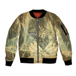 Personalized Afro Haiti Le Saut Sleeve Zip Bomber Jacket Ayiti Waterfall Vintage Grunge Style - African Pride