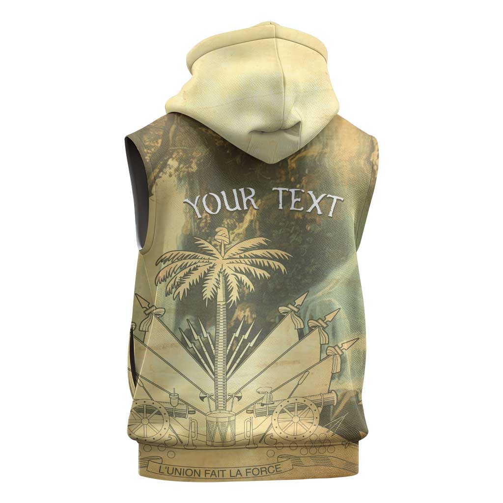 Personalized Afro Haiti Le Saut Sleeveless Hoodie Ayiti Waterfall Vintage Grunge Style - African Pride