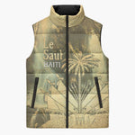 Personalized Afro Haiti Le Saut Sleeveless Puffer Jacket Ayiti Waterfall Vintage Grunge Style - African Pride