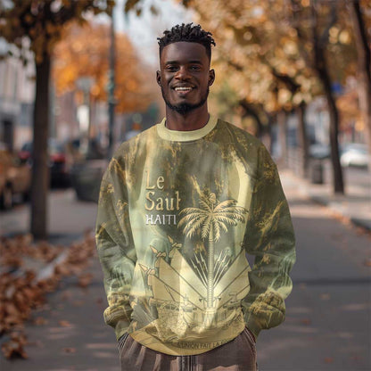 Personalized Afro Haiti Le Saut Sweatshirt Ayiti Waterfall Vintage Grunge Style - African Pride