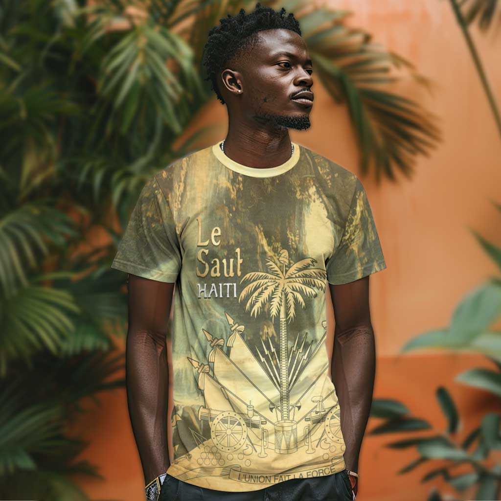 Personalized Afro Haiti Le Saut T shirt Ayiti Waterfall Vintage Grunge Style - African Pride