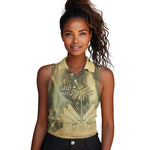 Personalized Afro Haiti Le Saut Women Sleeveless Polo Shirt Ayiti Waterfall Vintage Grunge Style - African Pride