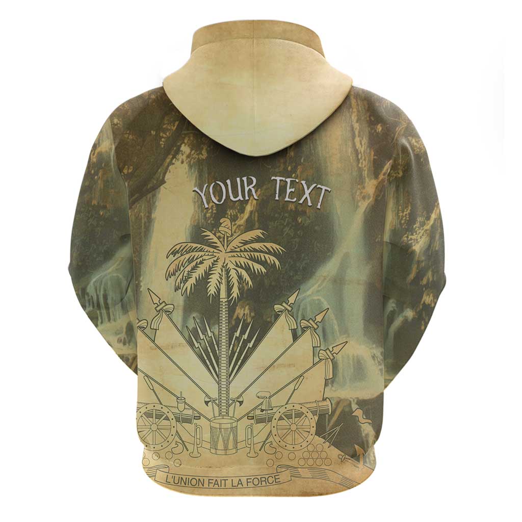 Personalized Afro Haiti Le Saut Zip Hoodie Ayiti Waterfall Vintage Grunge Style - African Pride