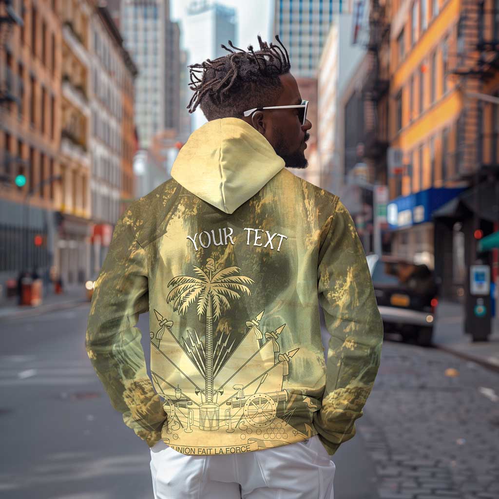 Personalized Afro Haiti Le Saut Zip Hoodie Ayiti Waterfall Vintage Grunge Style - African Pride