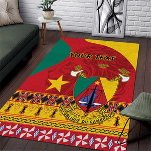 Personalised Cameroon National Day Area Rug Cameroun Coat Of Arms With Atoghu Pattern