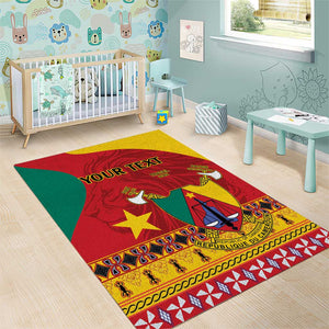 Personalised Cameroon National Day Area Rug Cameroun Coat Of Arms With Atoghu Pattern