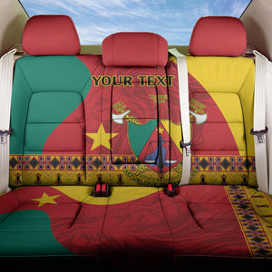 Personalised Cameroon National Day Back Car Seat Cover Cameroun Coat Of Arms With Atoghu Pattern