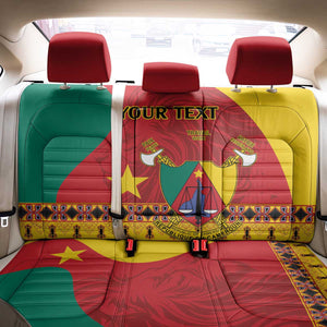 Personalised Cameroon National Day Back Car Seat Cover Cameroun Coat Of Arms With Atoghu Pattern