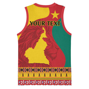 Personalised Cameroon National Day Basketball Jersey Cameroun Coat Of Arms With Atoghu Pattern LT14