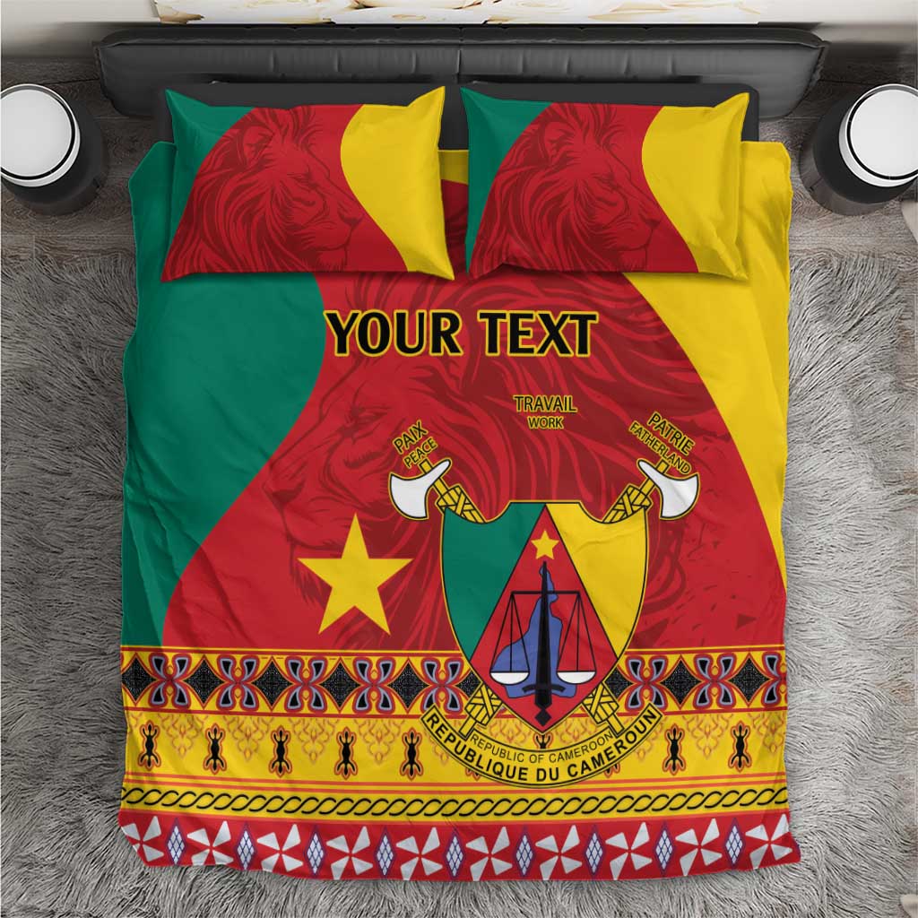 Personalised Cameroon National Day Bedding Set Cameroun Coat Of Arms With Atoghu Pattern