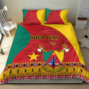 Personalised Cameroon National Day Bedding Set Cameroun Coat Of Arms With Atoghu Pattern