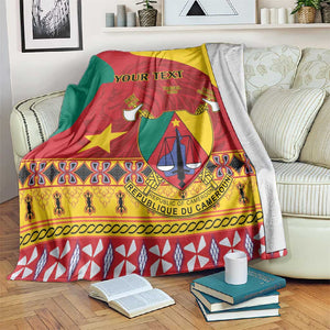 Personalised Cameroon National Day Blanket Cameroun Coat Of Arms With Atoghu Pattern