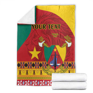 Personalised Cameroon National Day Blanket Cameroun Coat Of Arms With Atoghu Pattern