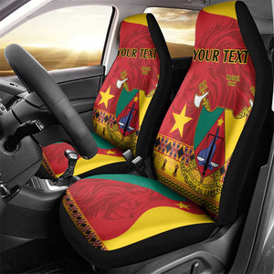 Personalised Cameroon National Day Car Seat Cover Cameroun Coat Of Arms With Atoghu Pattern