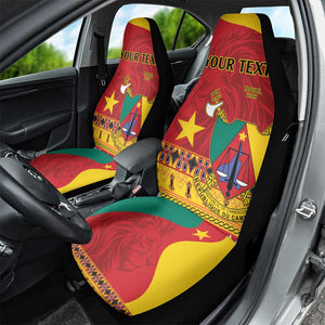 Personalised Cameroon National Day Car Seat Cover Cameroun Coat Of Arms With Atoghu Pattern