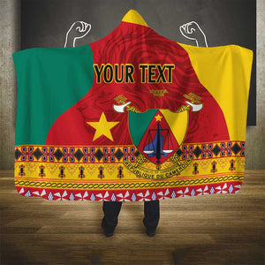 Personalised Cameroon National Day Hooded Blanket Cameroun Coat Of Arms With Atoghu Pattern